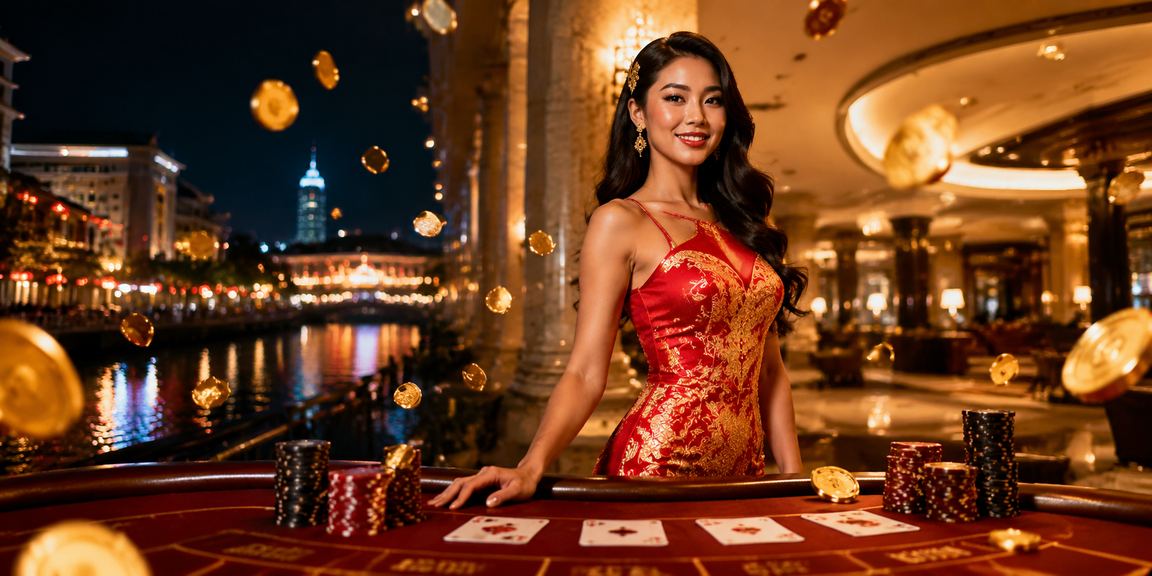 Player enjoying Baccarat in Melaka in a vibrant, upscale casino atmosphere